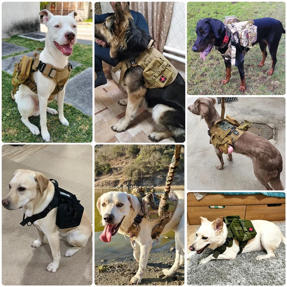 6-Piece Tactical Dog Harness Full Set – Heavy Duty No Pull for Big Dogs
