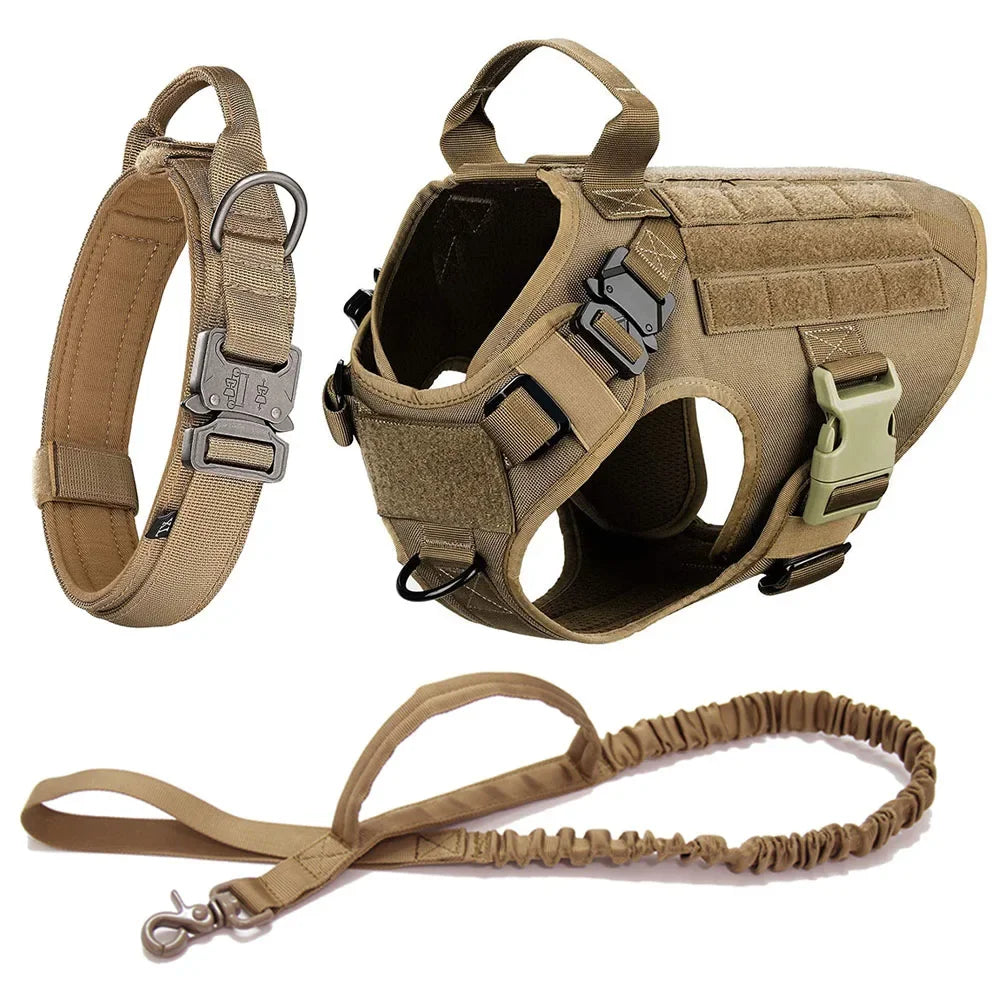 3-Piece No Pull Tactical Dog Harness Set – Heavy Duty for Large Dogs