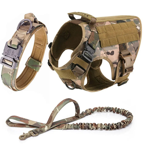 3-Piece No Pull Tactical Dog Harness Set – Heavy Duty for Large Dogs